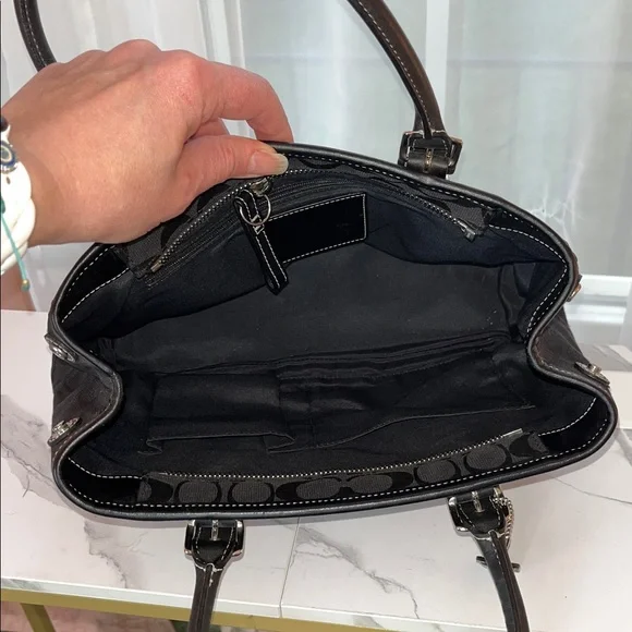 Vintage Coach Hamptons Black Signature Canvas Satchel Doctor Bag - Picture 7 of 8